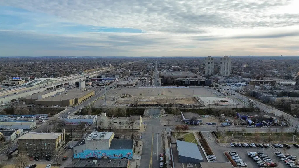 aerial view of K-mart site interrupting NIcollet ave