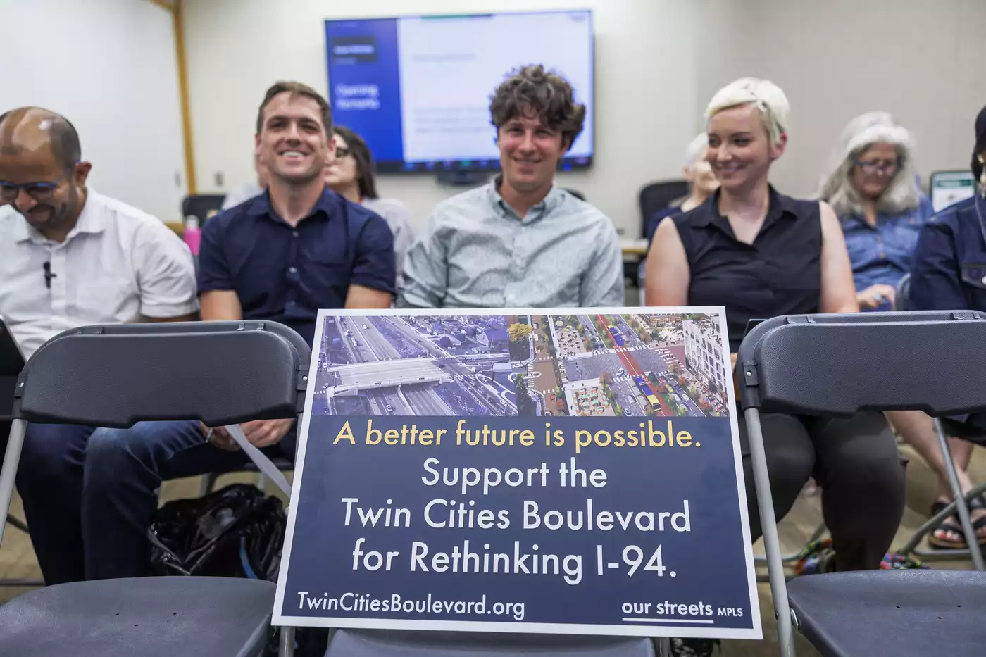 Staff of Our Streets at MnDOT project option release. photo by Kerem Yücel | MPR News