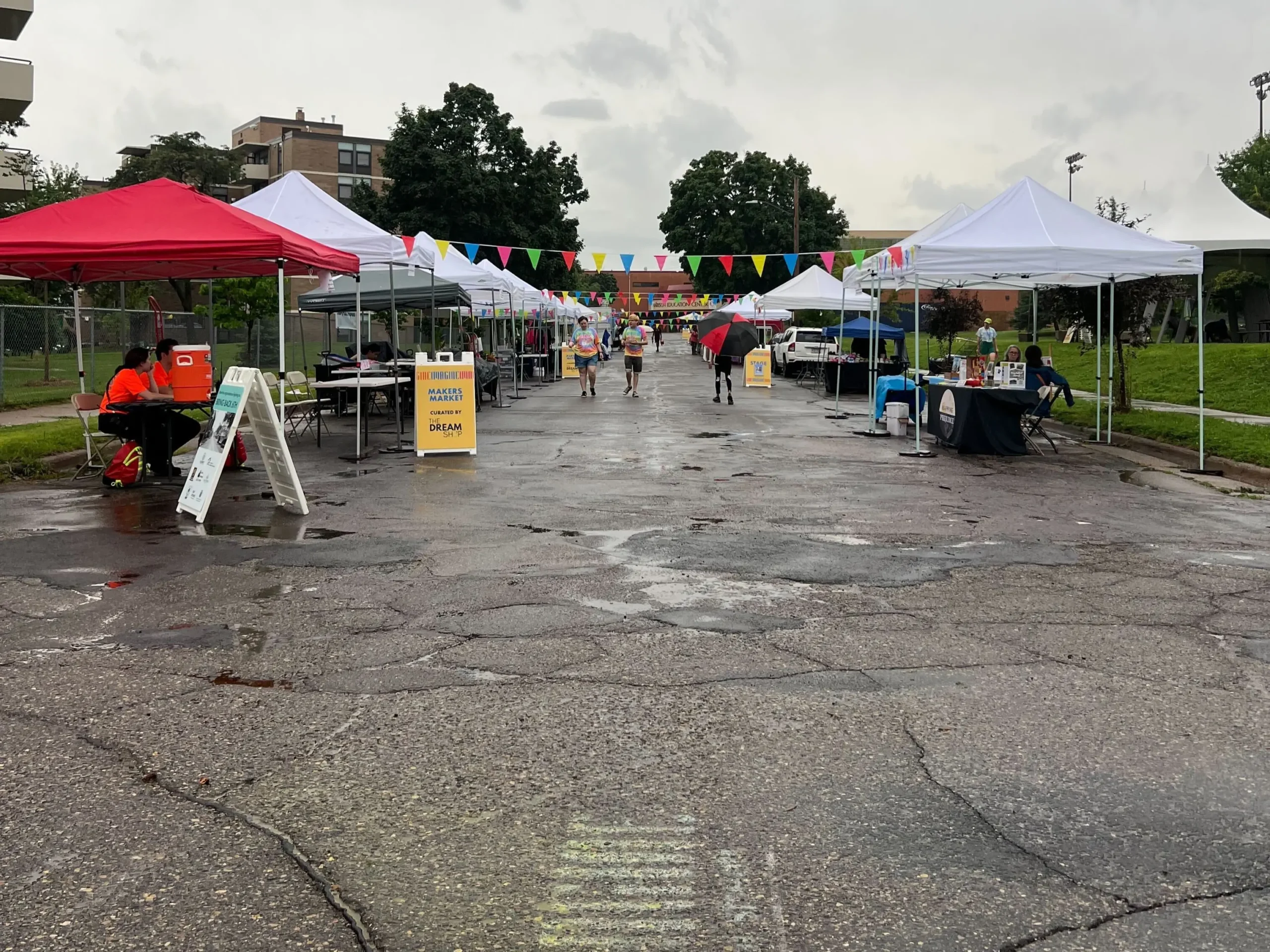 picture of tents in the rain