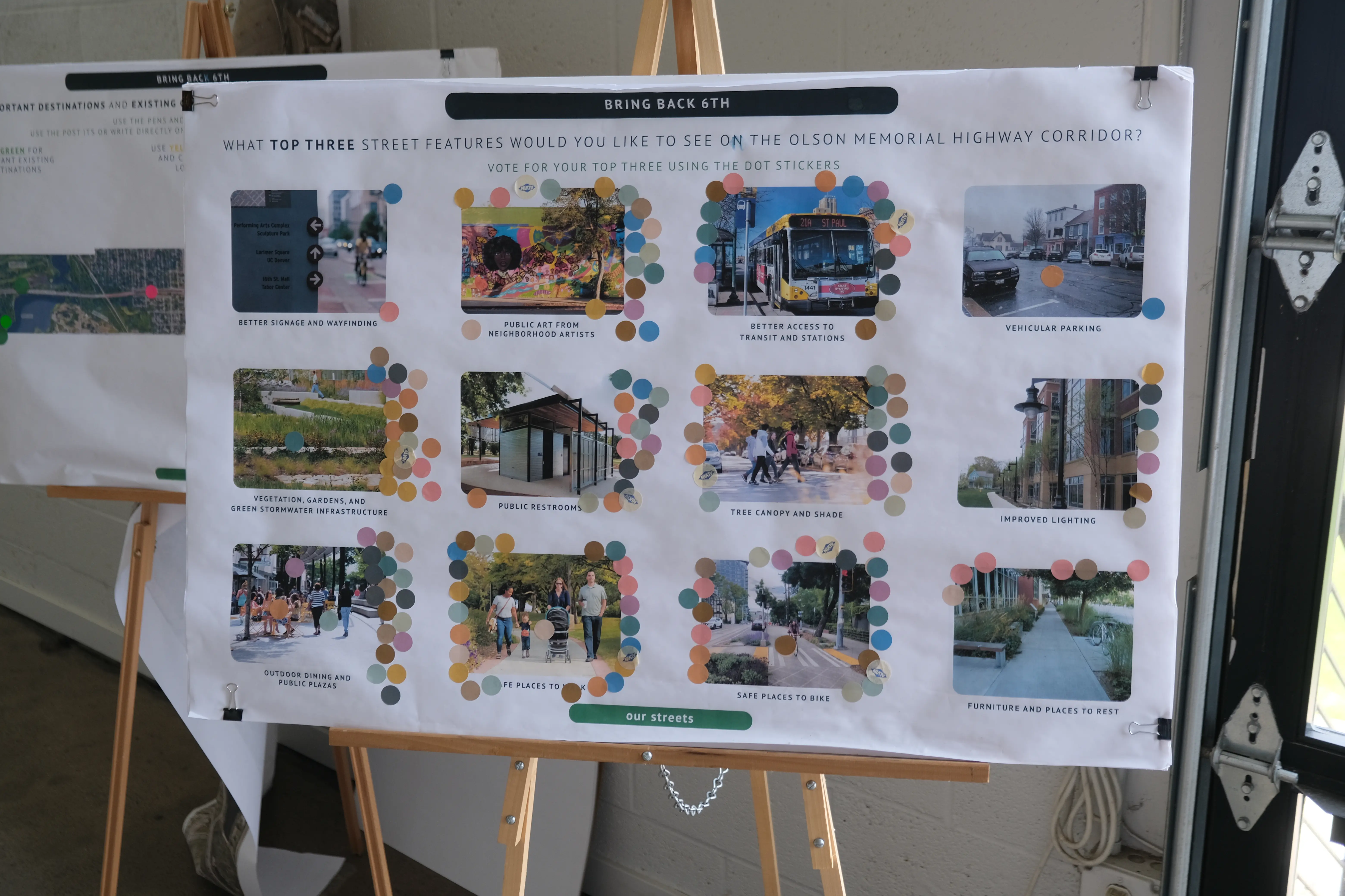 photo of dot activity where users select their higher priorities along Olson Memorial Highway